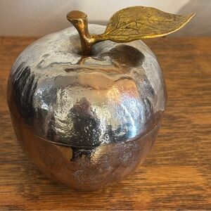 Michael Aram Apple Honey Pot. Silver tone with brass accents.